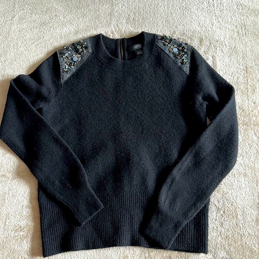 J. Crew Women 100% Merino Wool Sweeter with Zipper on Back